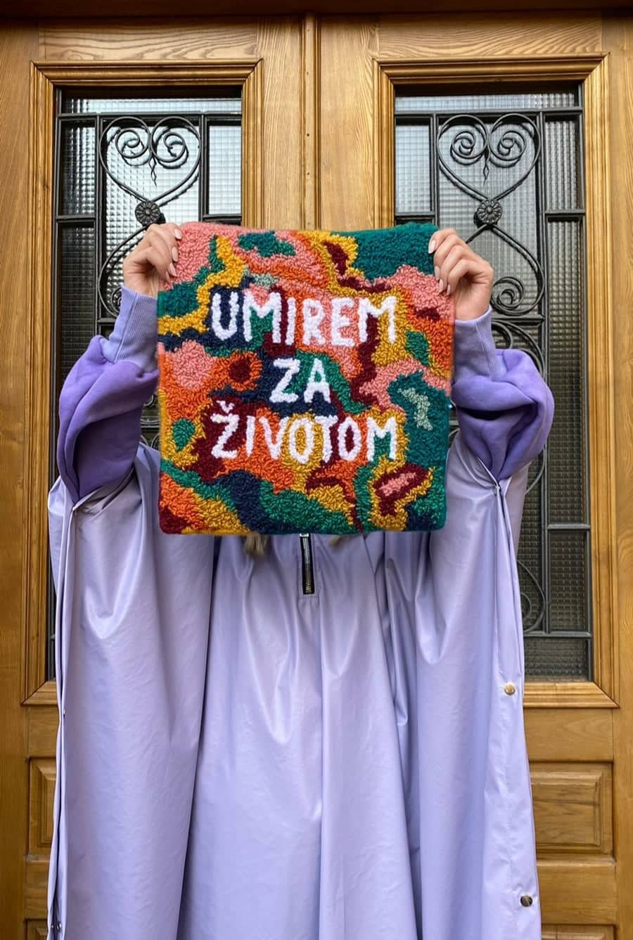 Handmade Tapestry "UMIREM ZA ŽIVOTOM" by Kasja Jerlagic for Bazerdzan