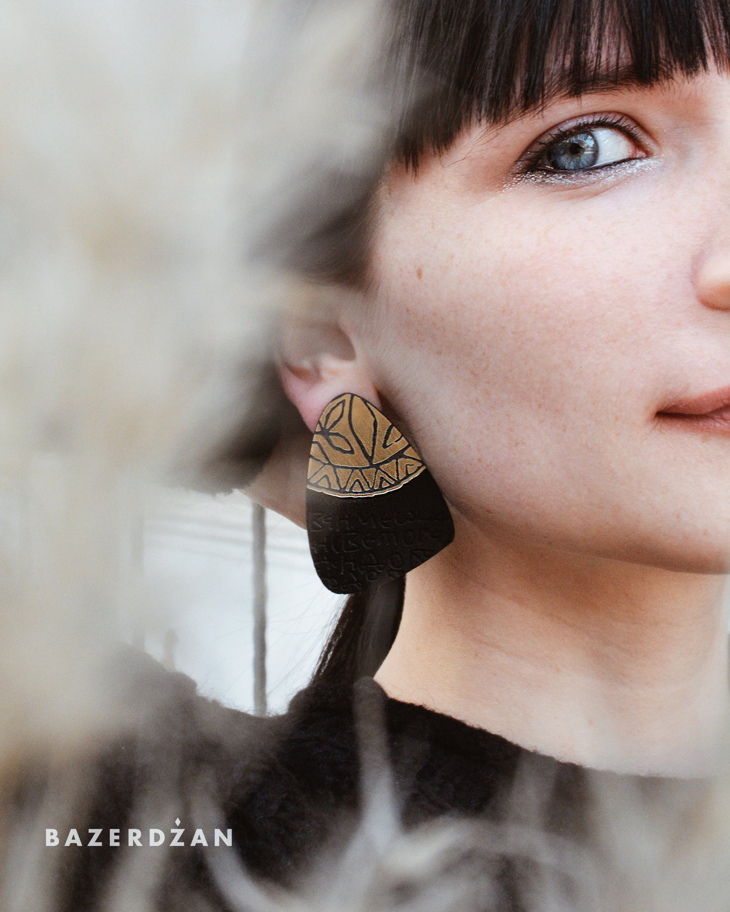 Stećak Inscription with Rosette Earrings - by IVYQ studio - Bazerdzan