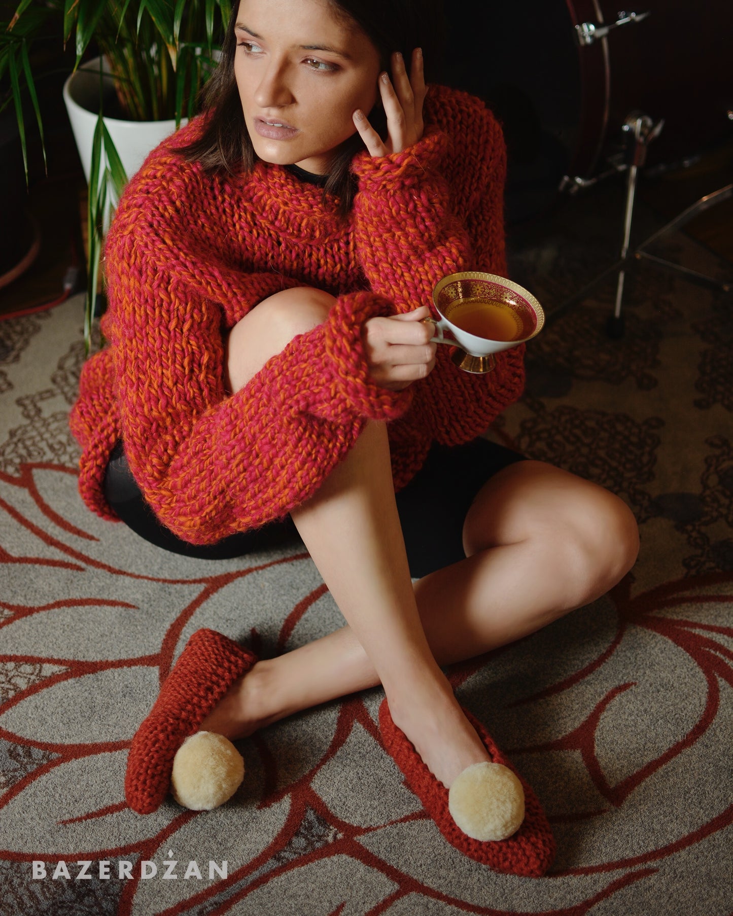 Wool crochet slippers (with non-skid sole) - Bazerdzan