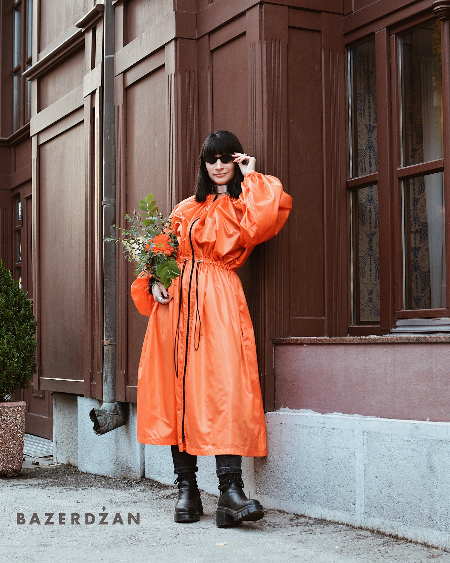 Trench Coat -Orange by Bazerdzan Wear