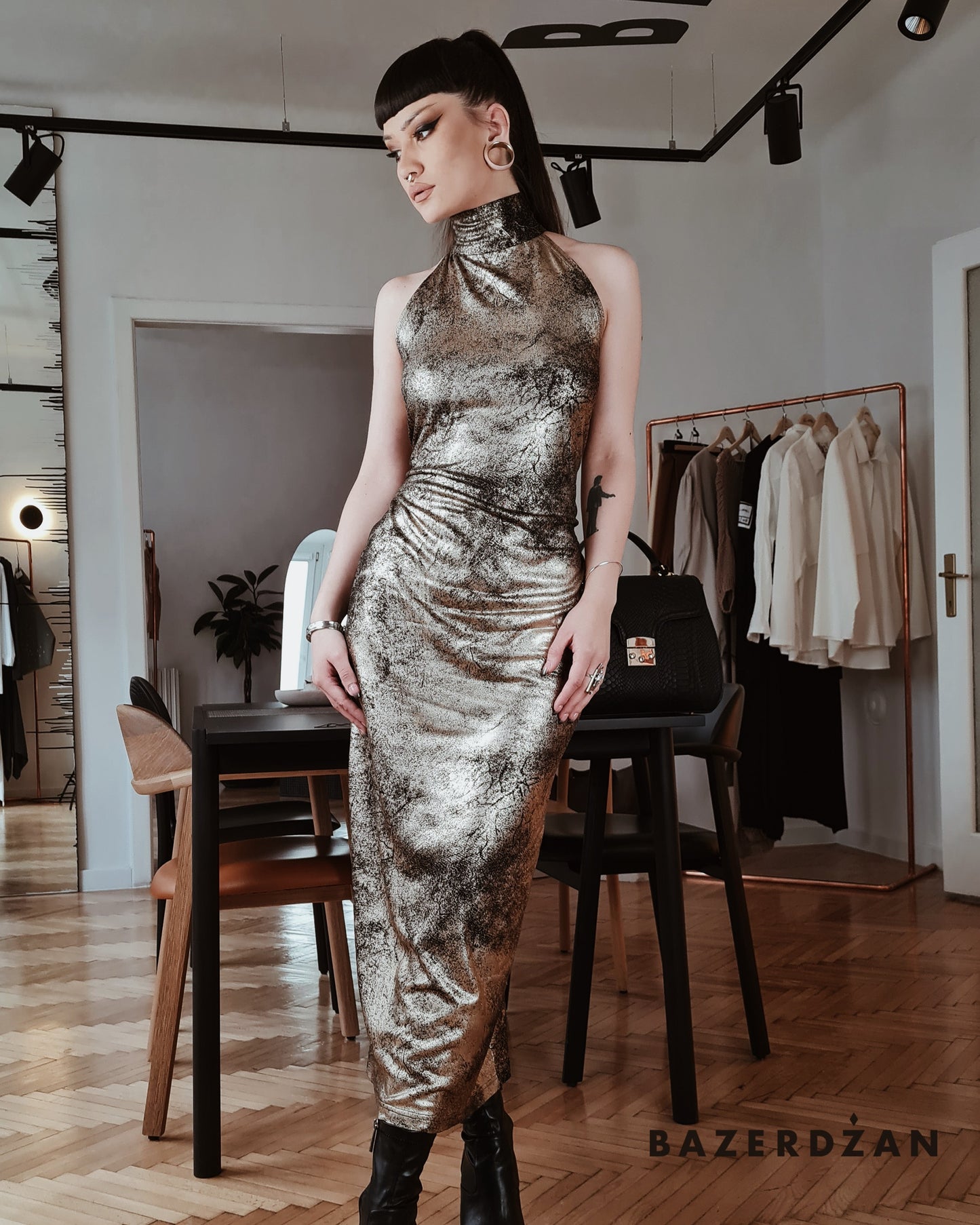Elegant "Black & Gold" Dress by Bazerdzan Wear