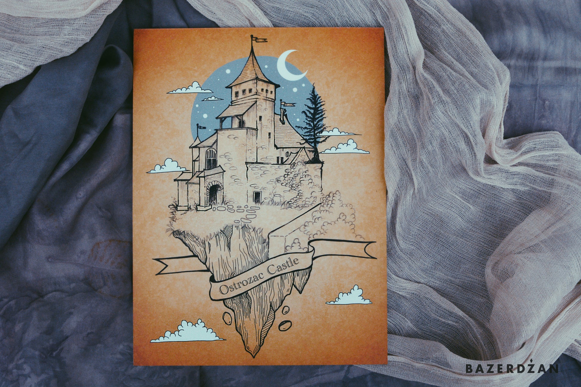 Ostrozac Castle, illustration by Ina Cano - Bazerdzan