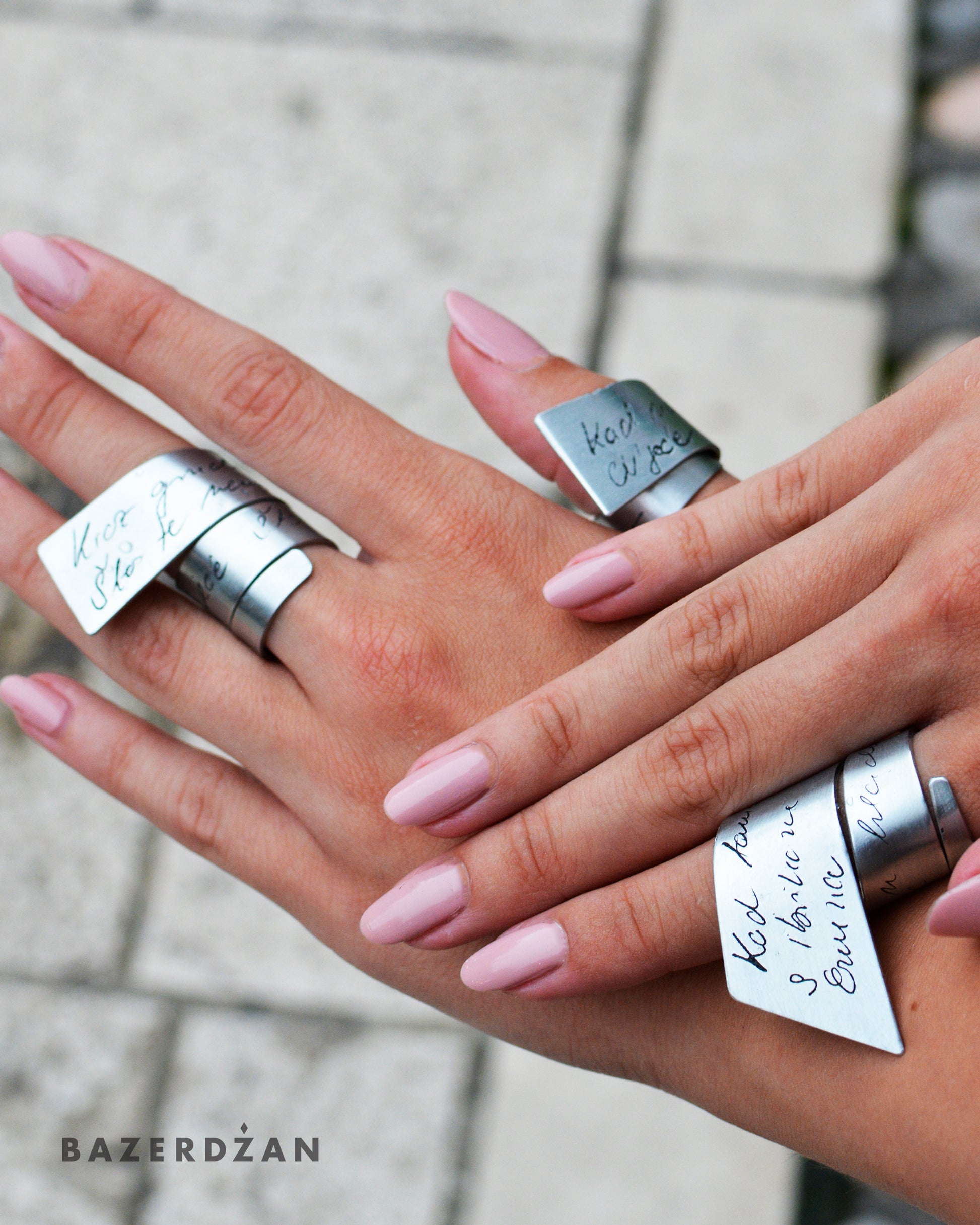 Rings with engraved Sevdalinka (Material: Zinc/Brass) - by Werkstatt - Bazerdzan