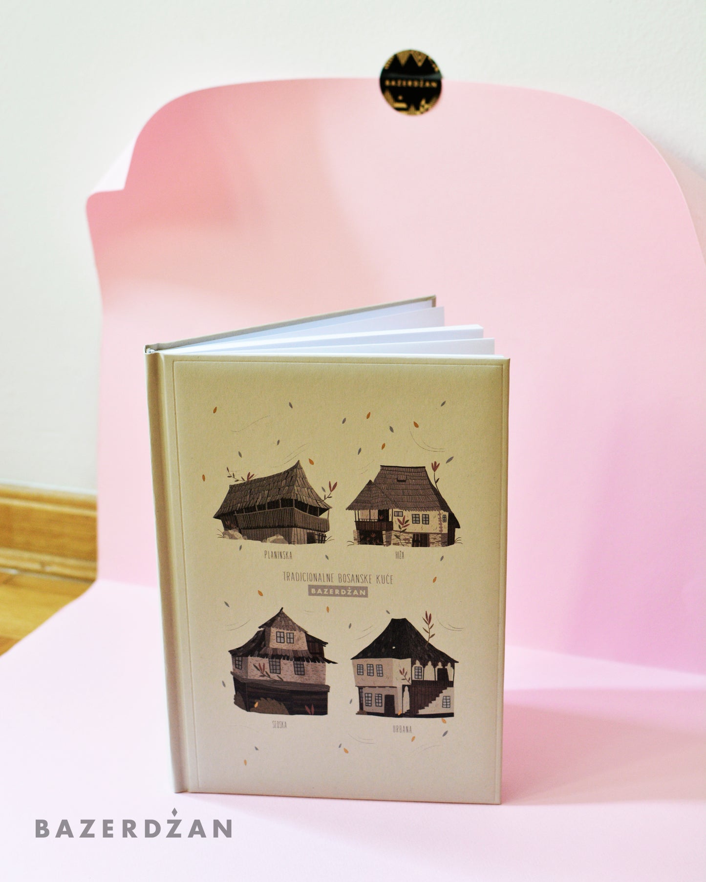 "Traditional Bosnian Houses" Notebook, (White) - Bazerdzan