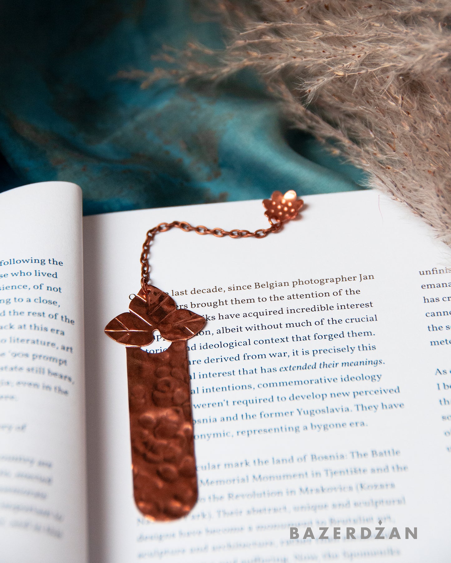 Handmade Copper Bookmark "Anemone Hepatica" by Natasha Rubis