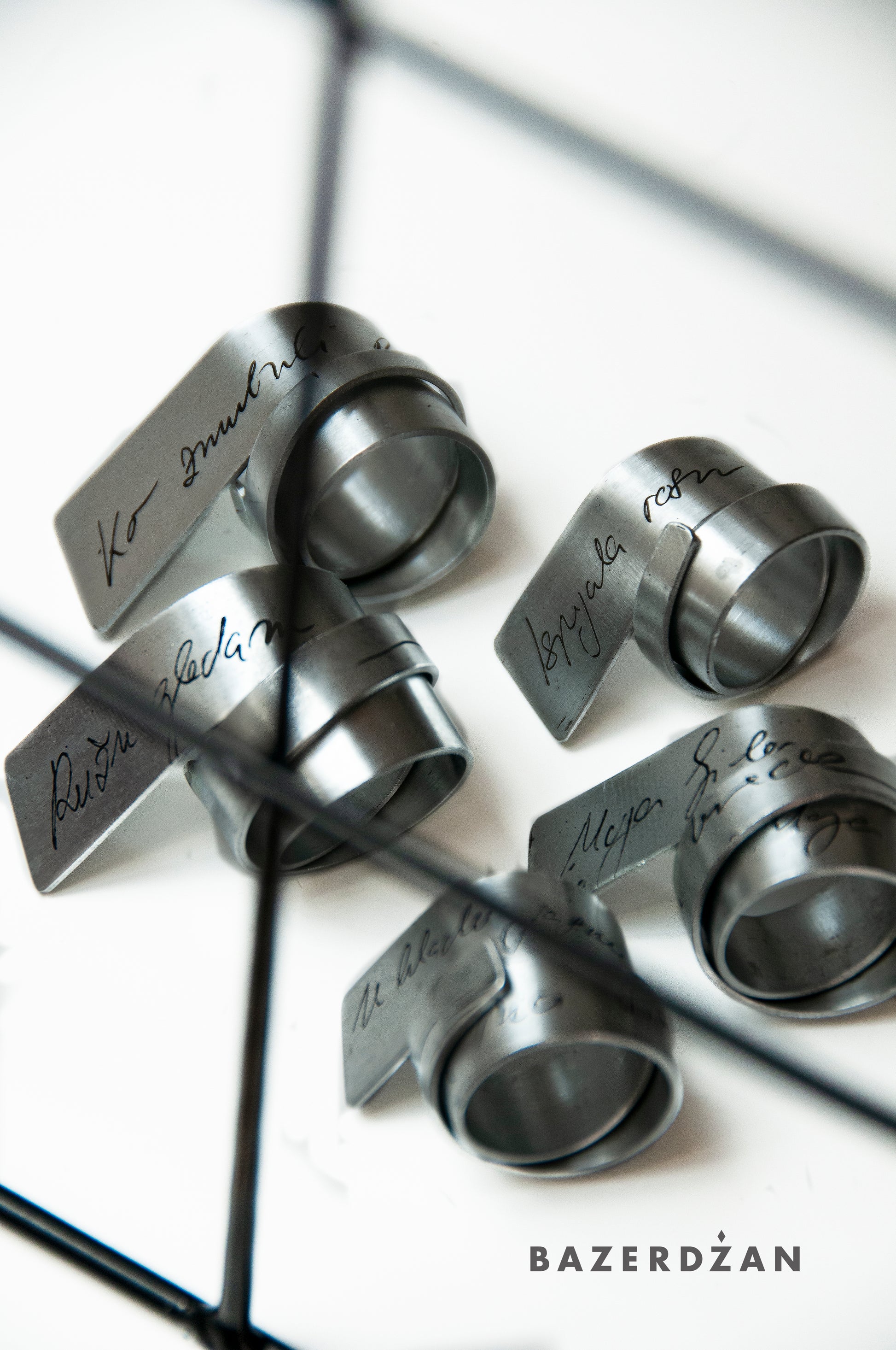 Rings with engraved Sevdalinka (Material: Zinc/Brass) - by Werkstatt - Bazerdzan
