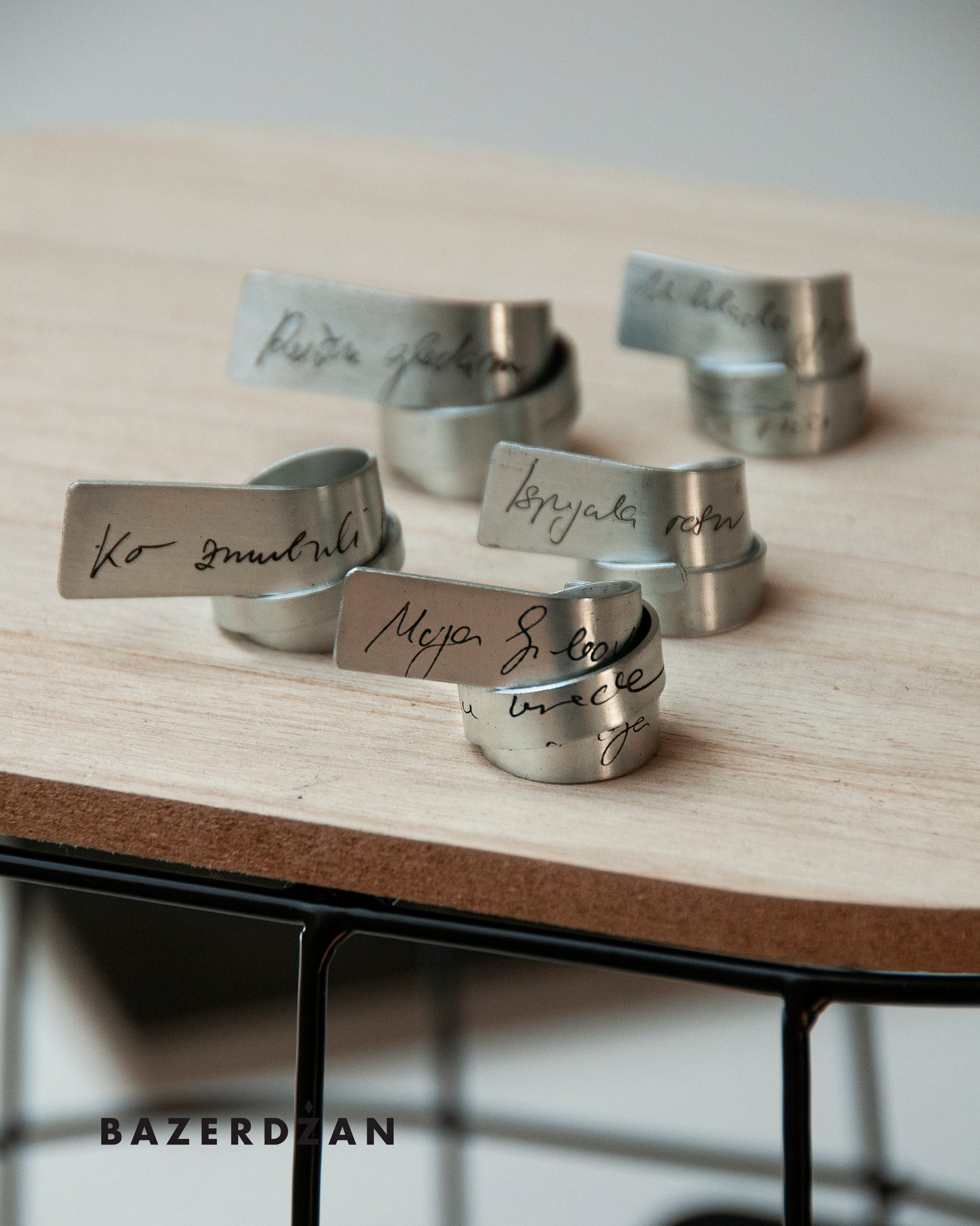 Rings with engraved Sevdalinka (Material: Zinc/Brass) - by Werkstatt - Bazerdzan