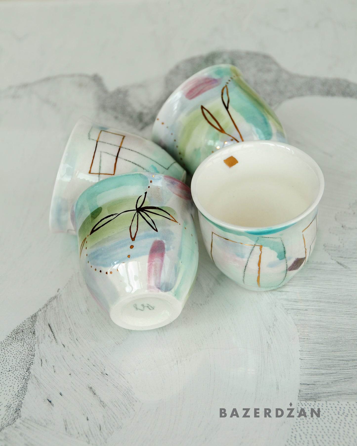 Ceramic Hand Painted Fildzan Cup Set by bokajok - Bazerdzan