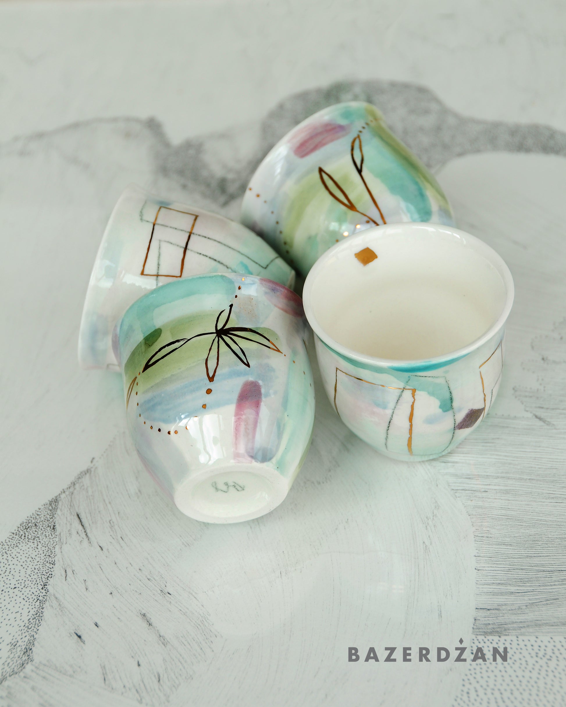 Ceramic Hand Painted Fildzan Cup Set by bokajok - Bazerdzan