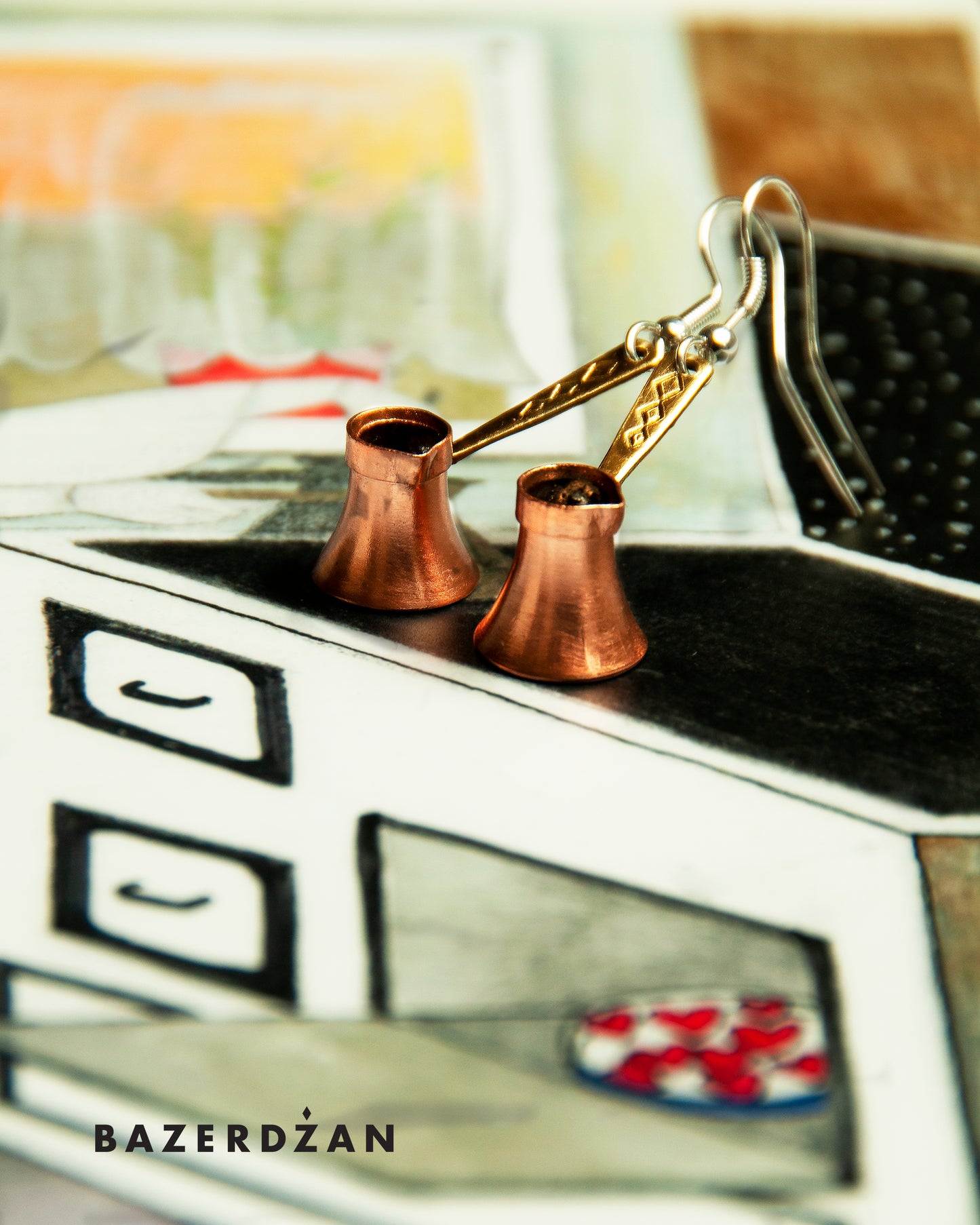 Dzezve Earrings (Material: Copper and Silver) - Bazerdzan