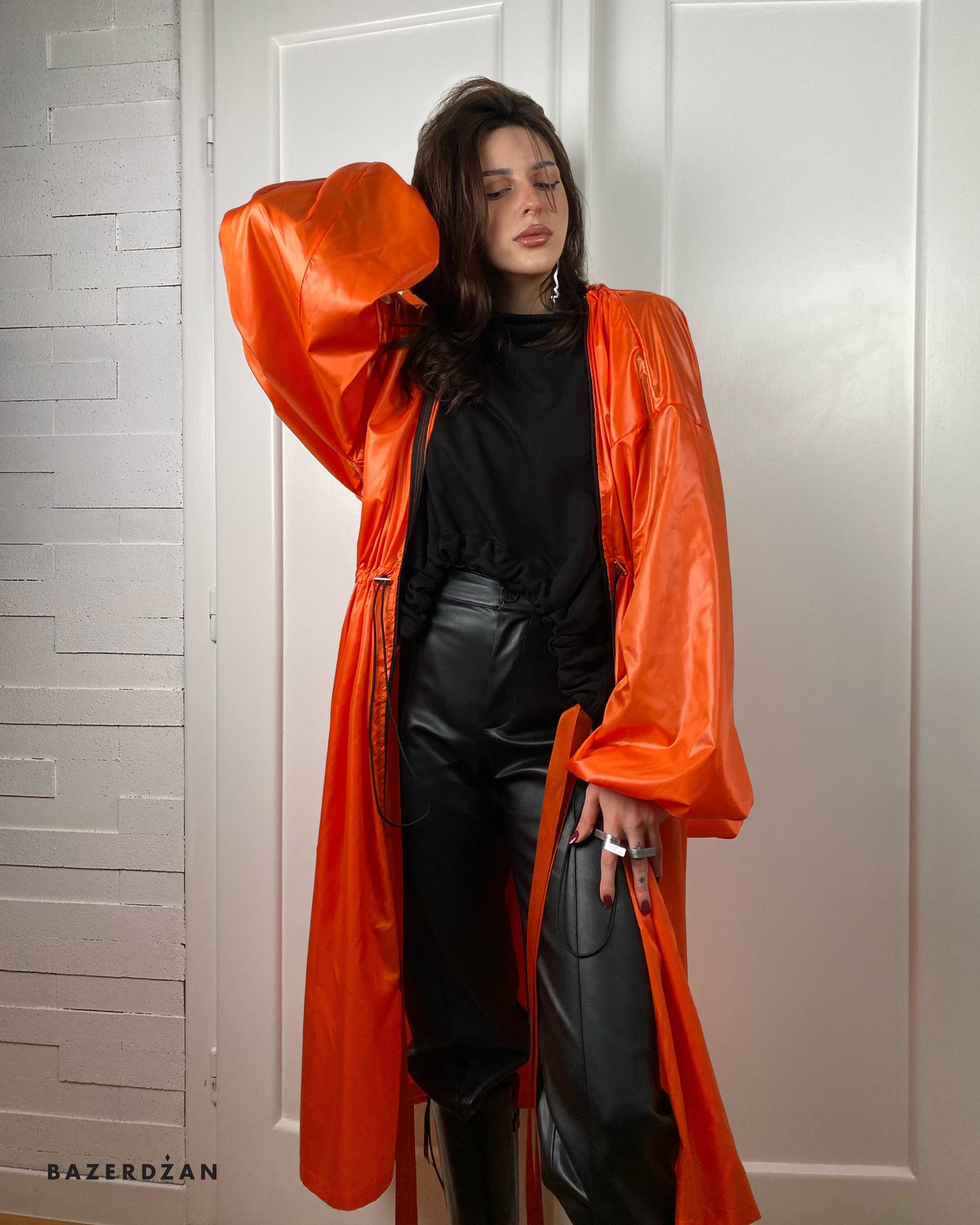 Trench Coat -Orange by Bazerdzan Wear