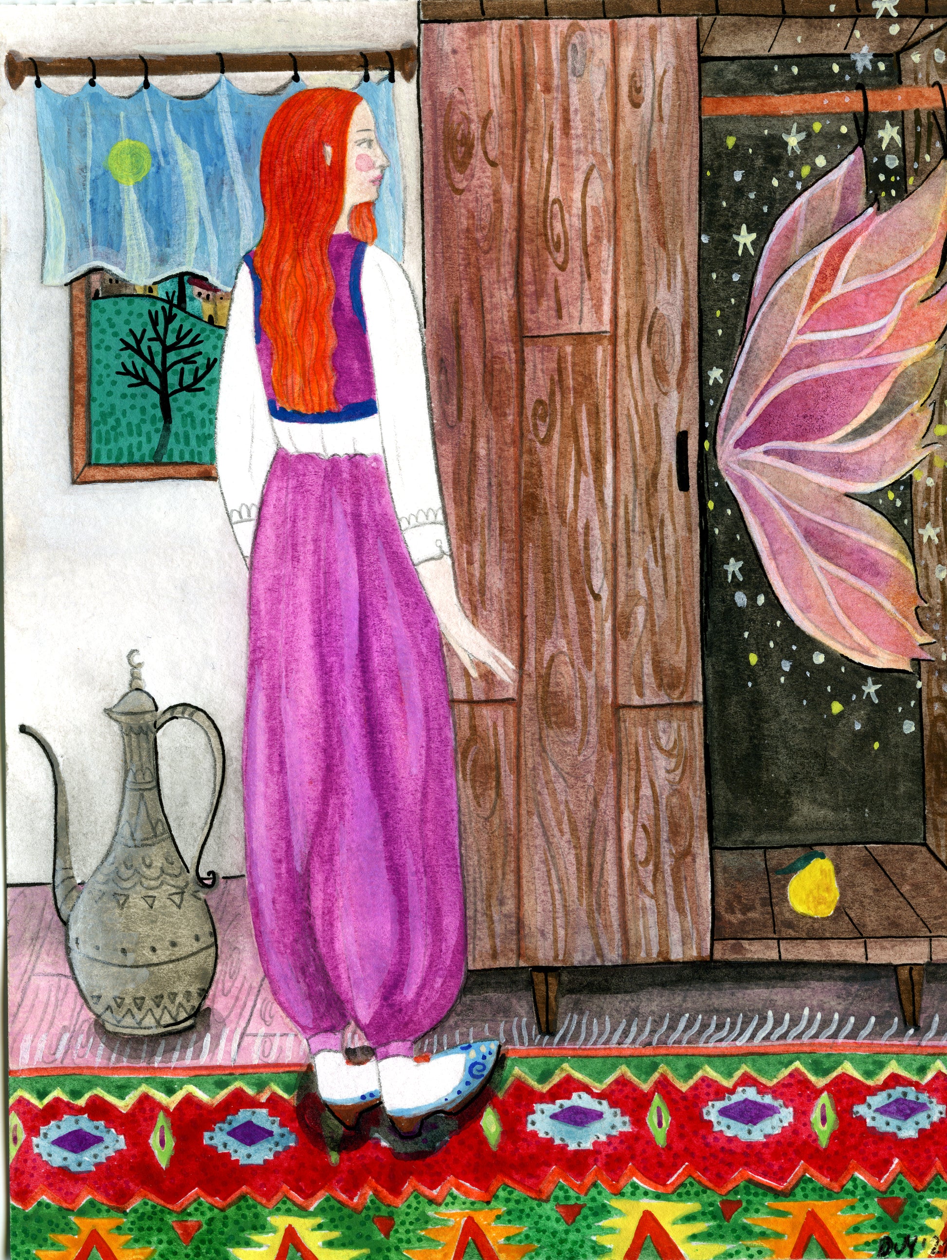 Illustration "Fairy Bega Ljubovica" - by artist Dalila Manso (framed) - Bazerdzan