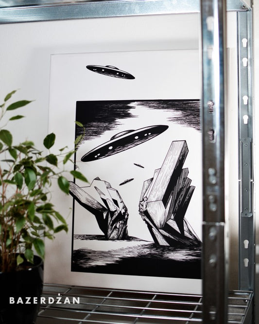 Canvas - Valley of Heroes Monument at Tjentište 2, illustrated by Ina Čano - Bazerdzan